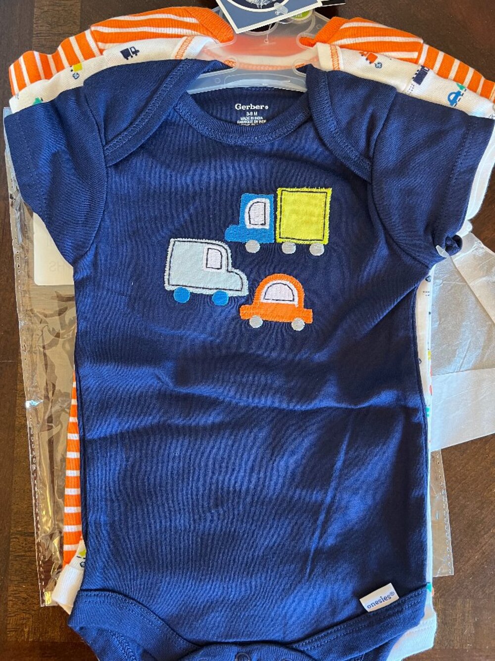 Gerber Baby Boys 3-9 Months Truck Transportation Onesies Multi-Pack - NEW Boys